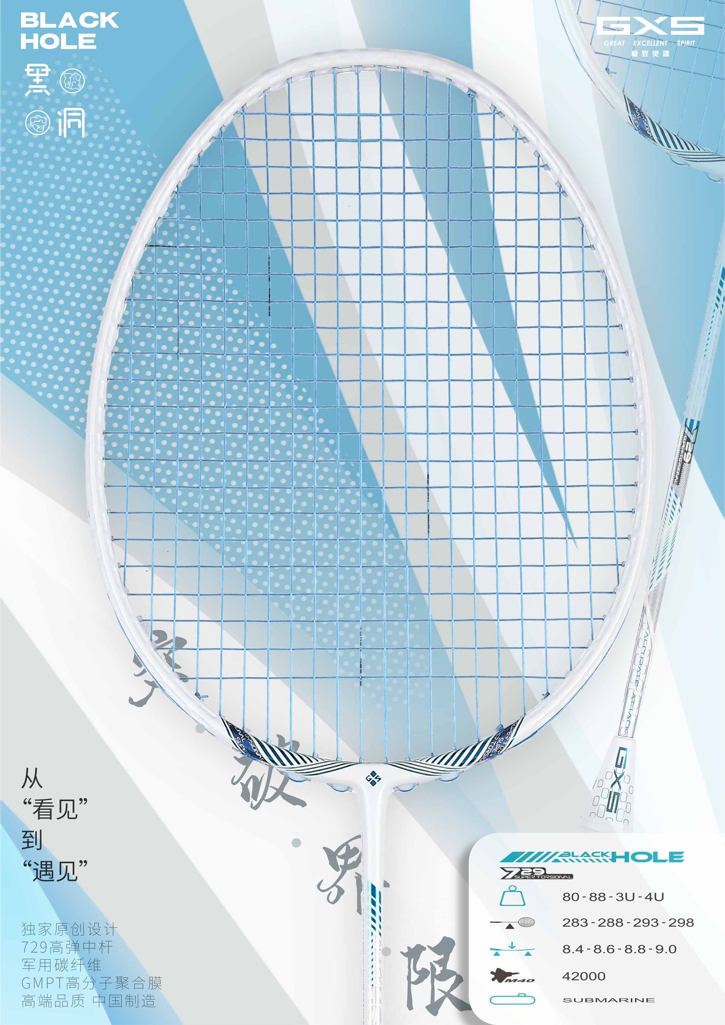 GXS P.R.IND BLACK HOLE 729 badminton racket